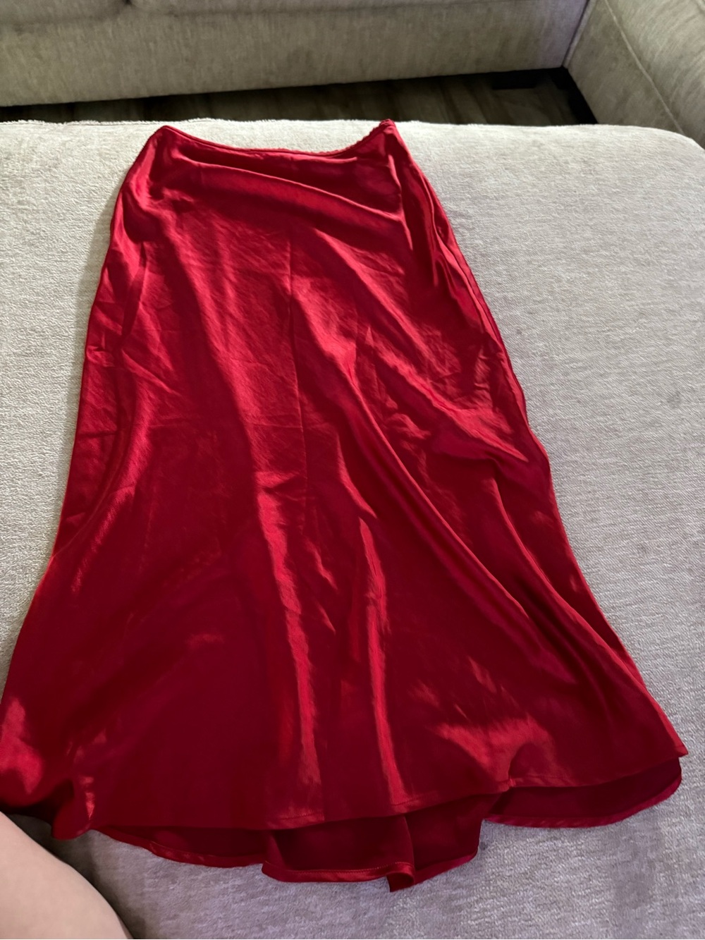 Forever 21 Red Satin Midi Skirt
